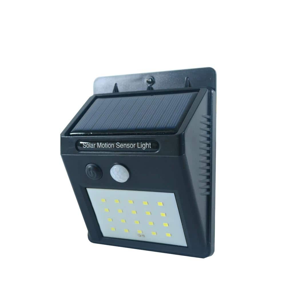 Black Solar Powered LED Motion Sensor Pathway Lights, 2-Pack