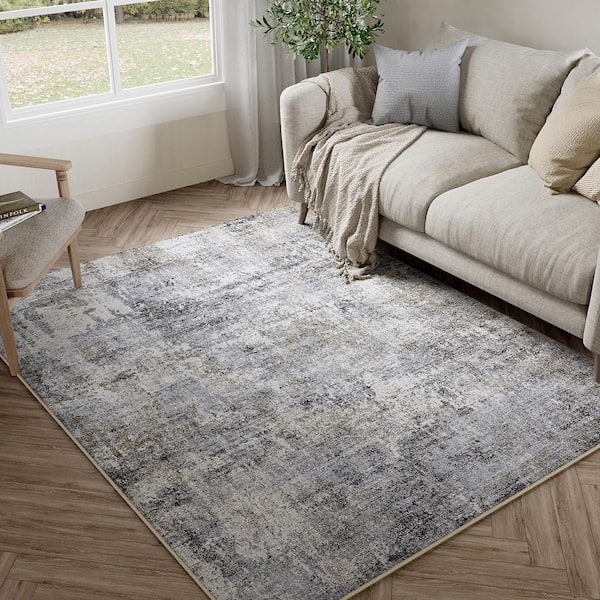 Morocco Blue/Gray 3 ft. x 5 ft. Modern Abstract Area Rug
