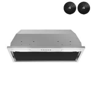 28 in. 350 CFM Curino Ductless Insert Range Hood in Brushed Steel, Mesh Filters, Electronic Button Control, LED Lights