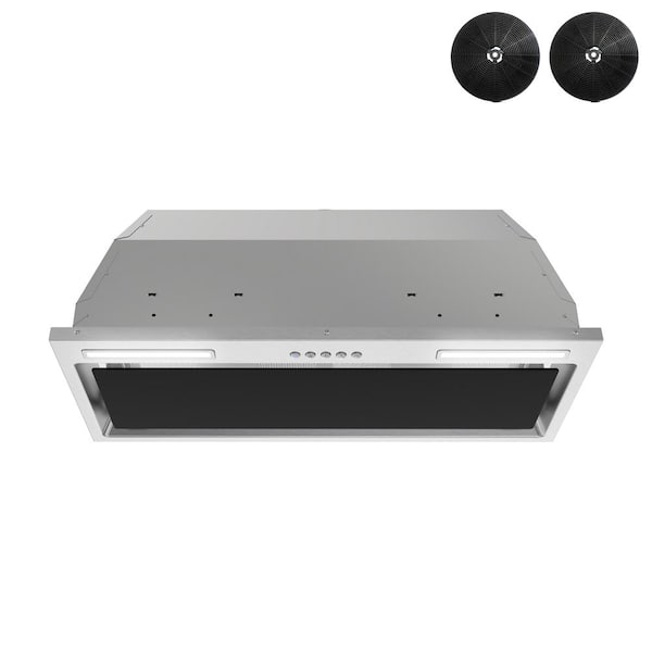 Streamline 28 in. 350 CFM Curino Ductless Insert Range Hood in Glossy Black, Mesh Filters, Electronic Button Control, LED Lights