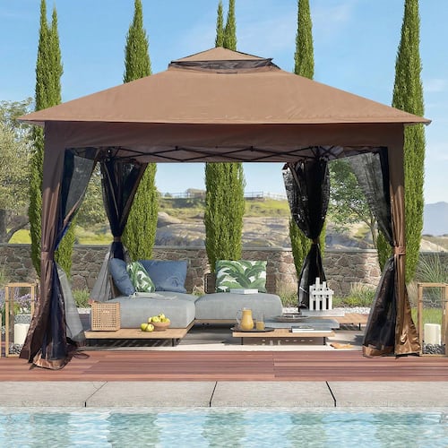 11 x 11 Brown Pop-Up Gazebo