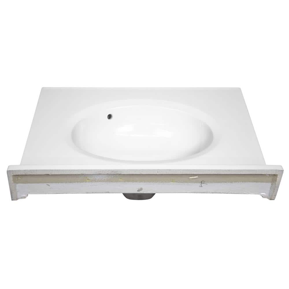Solid White Cultured Marble 25" Vanity Top with Integrated Sink
