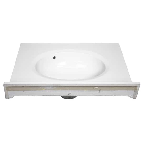 25 in. W x 19 in. D Cultured Marble Vanity Top in Solid White with Solid White Basin with 4 in. Faucet Centerset 25 in. W x 19 in. D Cultured Marble Vanity Top in Solid White with Solid White Basin with 4 in. Faucet Centerset