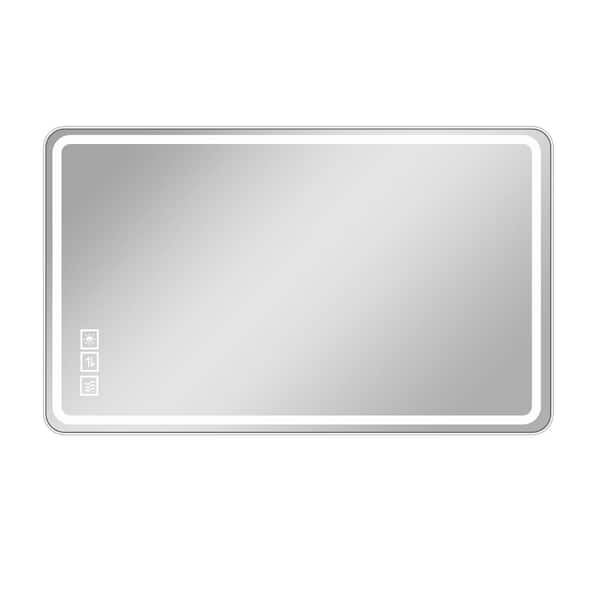 Tatahance 48 in. W x 32 in. H Rectangular Frameless Wall Bathroom Vanity Mirror in Clear with LED Light