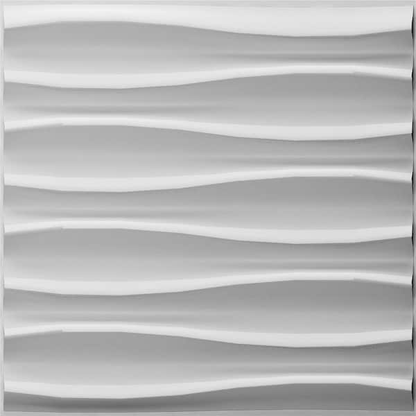 Dundee Deco Falkirk Fifer 20 in. x 20 in. Paintable Off White Abstract Waves Fiber Decorative Wall Paneling