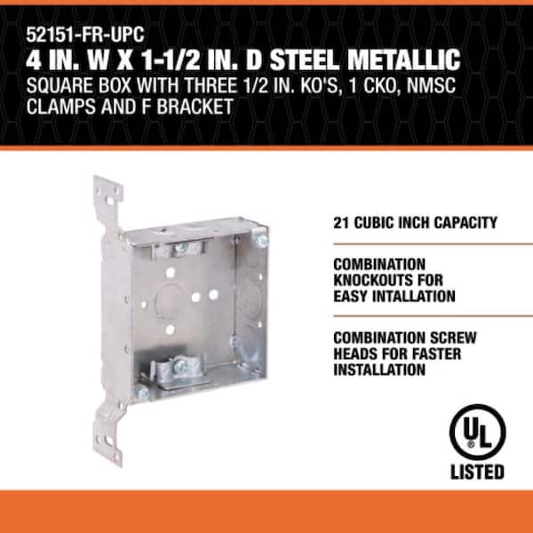 Southwire 4 in. W x 1-1/2 in. D Steel Metallic Square Box with