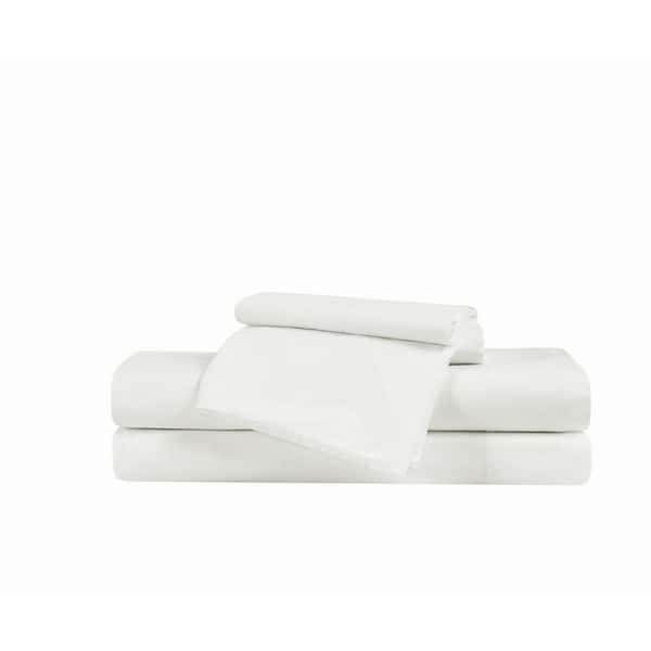 Brooklyn Loom Essential 3-Piece White Solid Cotton King Sheet Set
