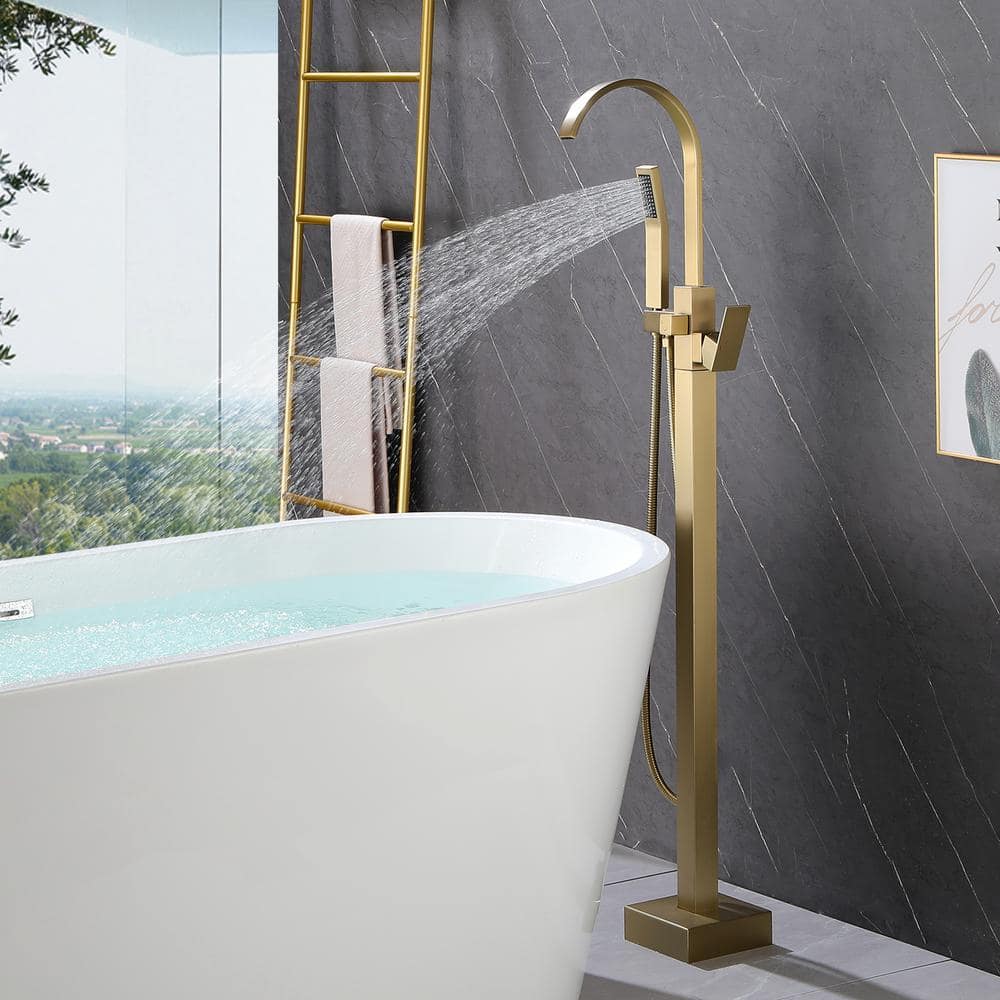 Staykiwi Single Handle Freestanding Tub Faucet In Gold SKGYTF5 GB The   Gold Claw Foot Tub Faucets Skgytf5 Gb 64 1000 