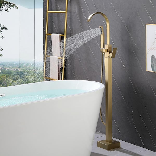 Staykiwi Single Handle Freestanding Tub Faucet in Gold