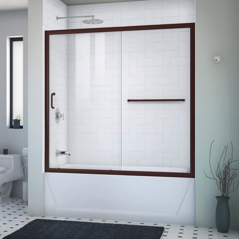 Infinity-Z 58" High Oil Rubbed Bronze Sliding Tub Door