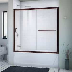 Infinity-Z 56- 60 in. W x 58 in. H Sliding Semi Frameless Tub Door in Oil Rubbed Bronze Finish with Clear Glass