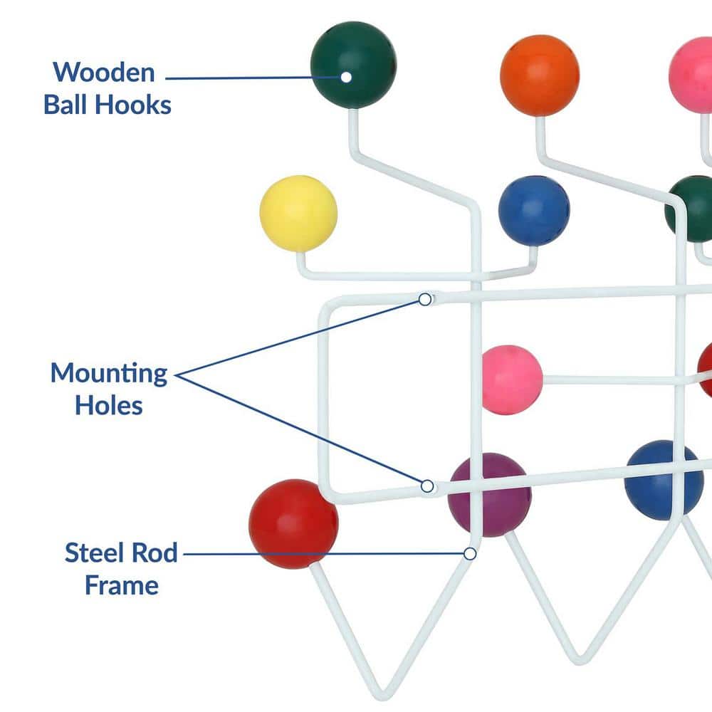 Multicolor Wooden Ball and Iron Frame Coat Rack