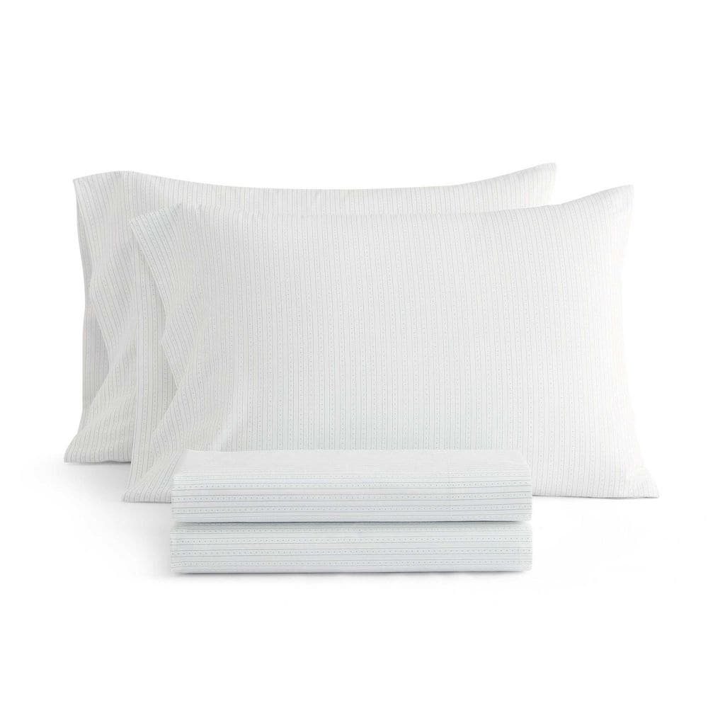 Dottie Stripe 4-Piece White/Grey Green Cotton Full Sheet Set price history on PriceWatchPro