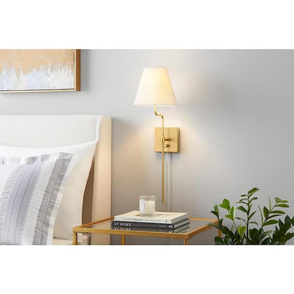 Fanelle 8 in. 1-Light Aged Brass Wall Sconce