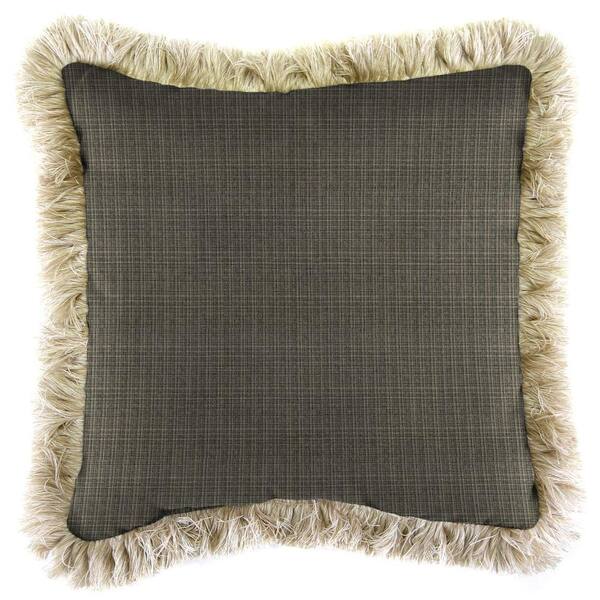 Jordan Manufacturing Sunbrella Surge Charcoal Square Outdoor Throw Pillow with Canvas Fringe