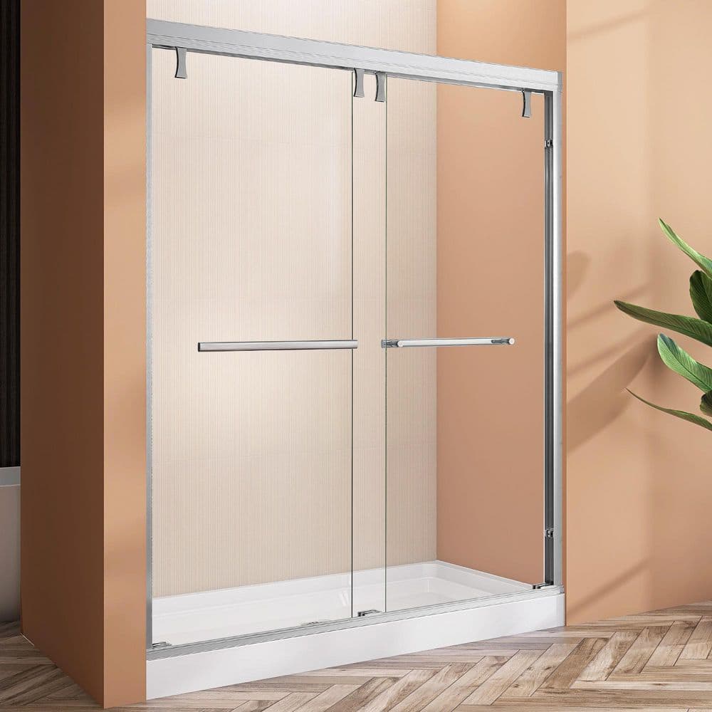 56-60 in. W x 76 in. H Framed Double Sliding Bypass Glass Shower Door in Chrome 5/16 in. Tempered Glass price history on PriceWatchPro
