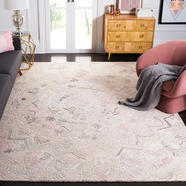 Marquee Beige/Ivory 10 ft. x 10 ft. Floral Oriental Square Area Rug