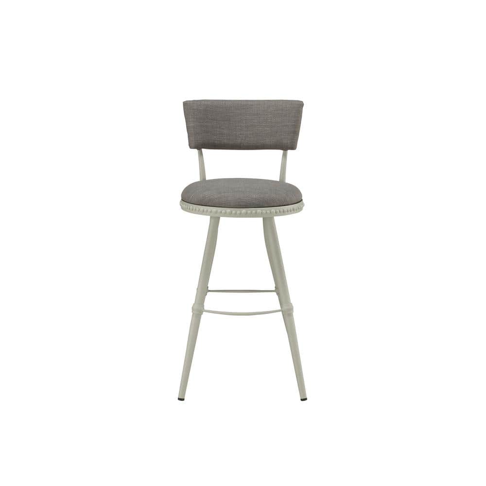 Gray Adjustable Swivel Metal Barstool with Padded Seat