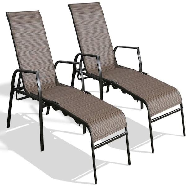 cenadinz Metal Outdoor Chaise Lounge Chairs with 5 Adjustable Positions