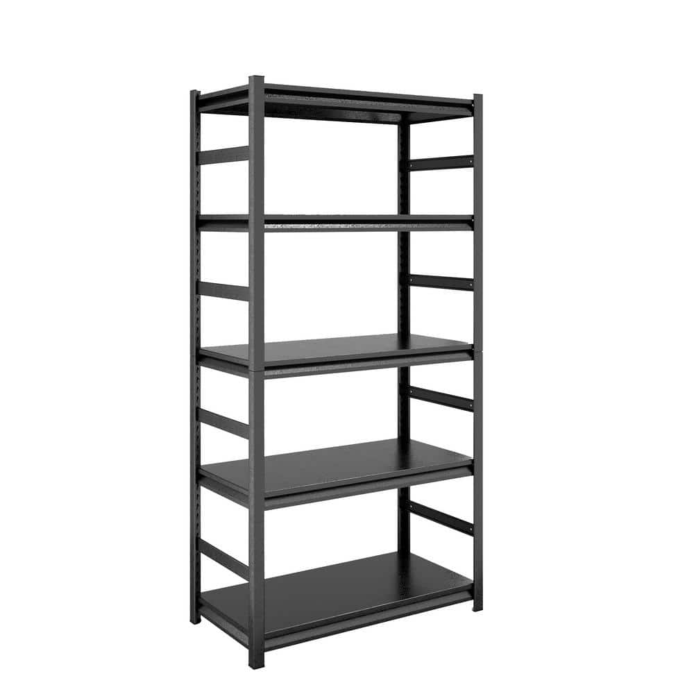 caktraie 5-Shelf Heavy Duty Shelving,Metal Utility Storage Racks with  Rolling Wheels, Adjustable Kitchen Storage Rack, Black…