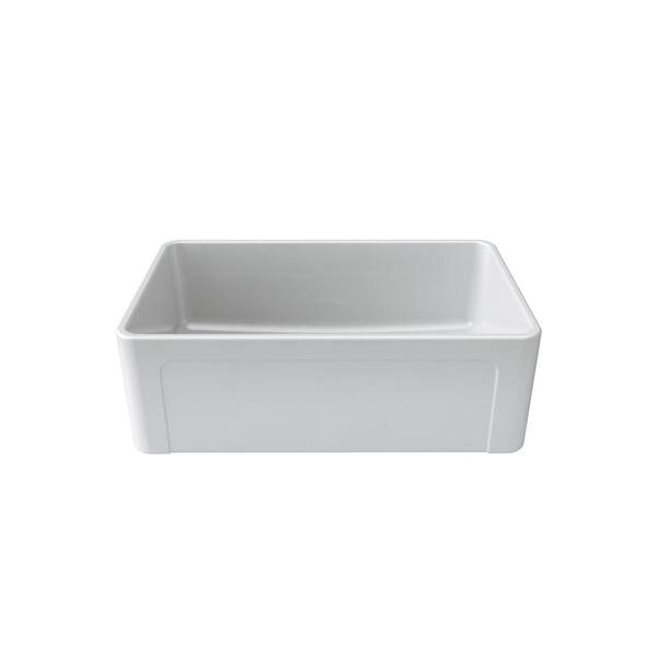LaToscana Reversible Farmhouse/Apron Front Fireclay 30 in. Single Bowl Kitchen Sink in White with Faucet in Nickel