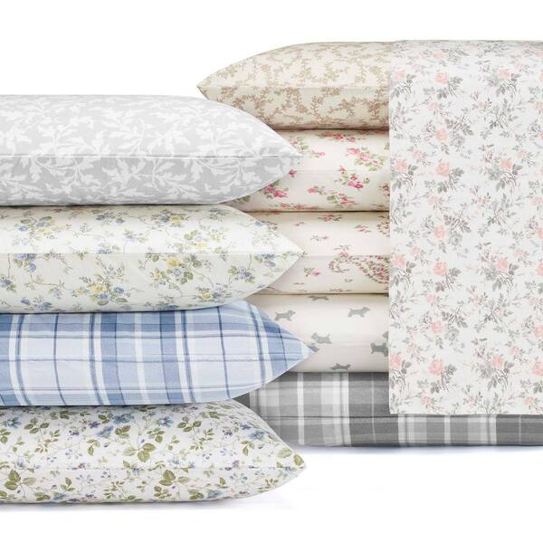 Pink Floral Flannel King Sheet Set 