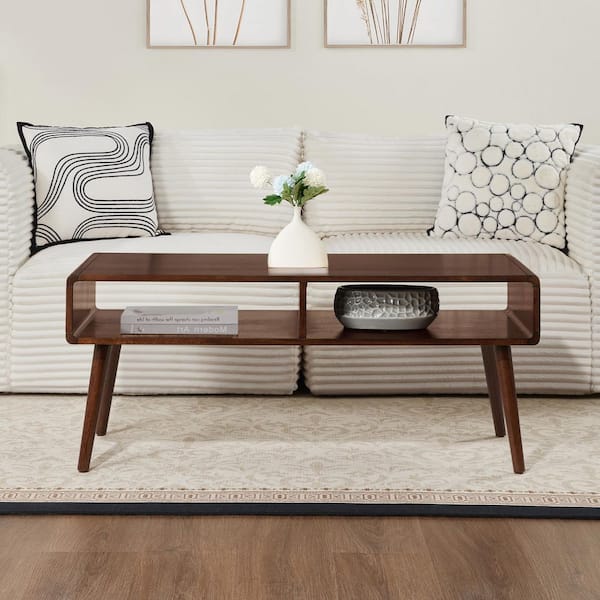 Napa Valley 42 in. Espresso Large Rectangle Wood Coffee Table with Shelf