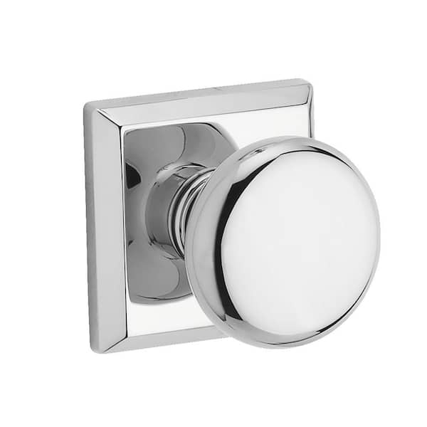 Baldwin Reserve Round Polished Chrome Full-Dummy Door Knob with Traditional Square Rose