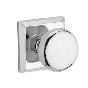 Reserve Round Polished Chrome Hall/Closet Door Knob with Traditional Square Rose