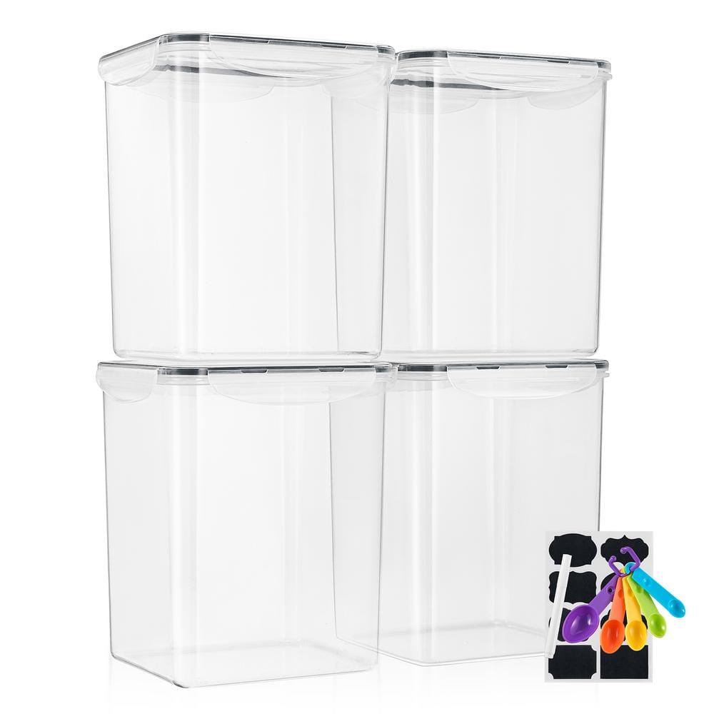 4-Pack Airtight Dry Food Storage Containers with Lids, Labels and Marker - 