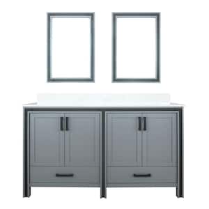 Ziva 60 in W x 22 in D Dark Grey Double Bath Vanity, Cultured Marble Top and 22 in Mirrors