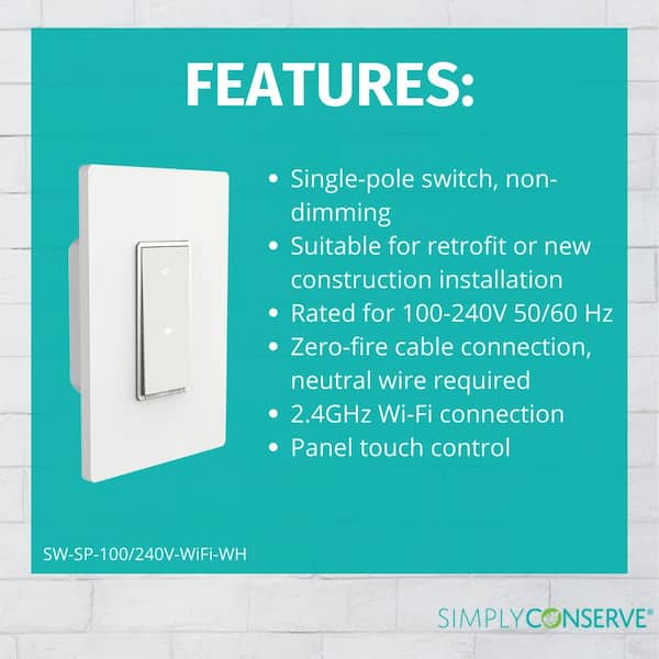 Simply Conserve Single Pole Wi-Fi Smart Switch