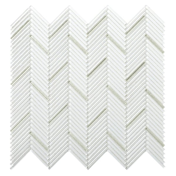 Emser Pivot Bend Glossy 11.06 in. x 11.81 in. x 10mm Glass Mesh-Mounted Mosaic Tile