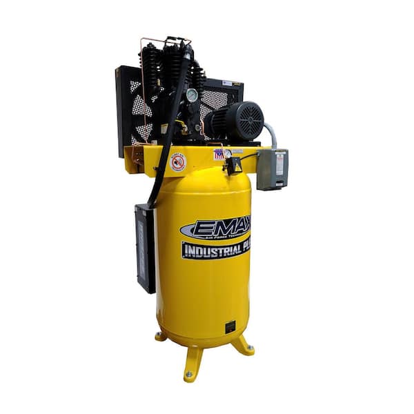 EMAX Silent Air Industrial E450 Series 80 Gal. 175 PSI 5HP 19 CFM 3-Phase 230V 2-Stage Vertical Stationary Air Compressor