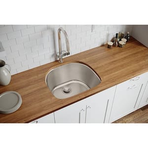 Lustertone 24 in. Undermount Single Bowl 18-Gauge Stainless Steel Kitchen Sink Only