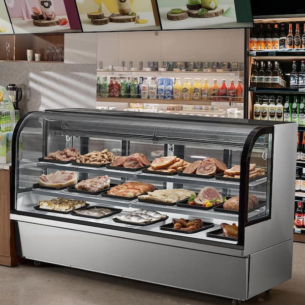 Refrigerated Display Case, 32 cu. ft./901L Large Pastry Display Case 4-Tier with LED Lighting, Gray 2025 Upgrade in Gray