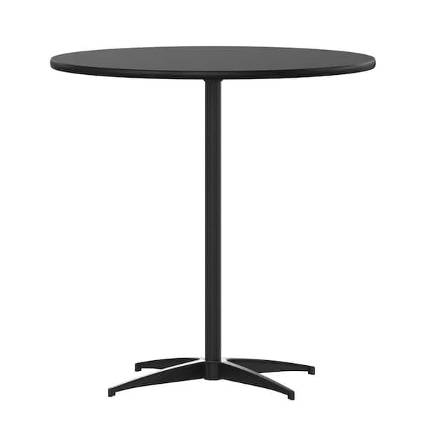 Carnegy Avenue Lars Contemporary Black Wood 30 in. Cross Leg Dining Table Seats of 3 with 30 in. and 42 in. Columns