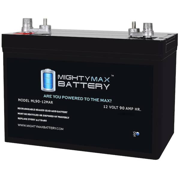 MIGHTY MAX BATTERY ML90-12MAR 12V 90AH Replacement Battery Compatible with Flooded Deep Cycle Marine & RV