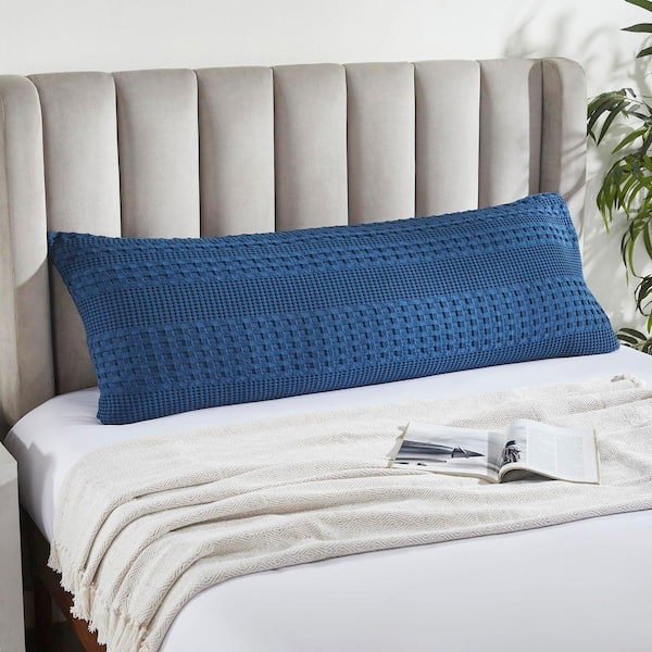 VHC BRANDS Waffle Weave Navy Blue 20x54 Body Pillow Cover 85123