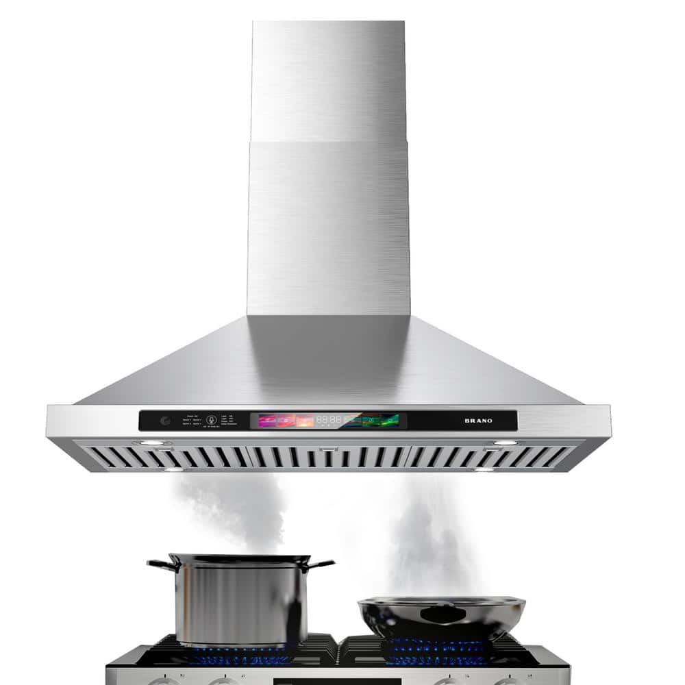 30 in. 900 CFM Convertible Wall Mounted Range Hood in Stainless Steel with Carbon Filter and 4 LED Lights