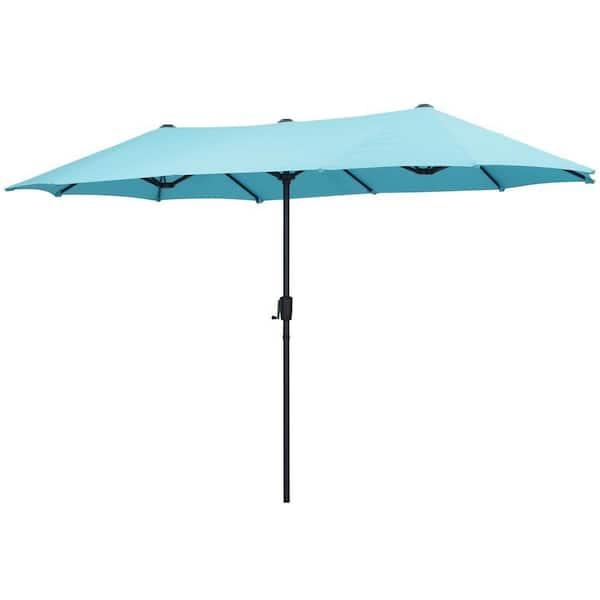 13 ft. Steel Market Patio Umbrella 2-Side in Blue