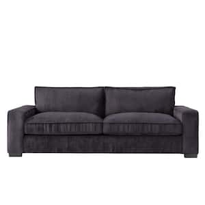 Kulpmont Collection 79.5 in Wide Square Arm Polyesters Fabric Mid-Century Rectangle Sofa in. Black