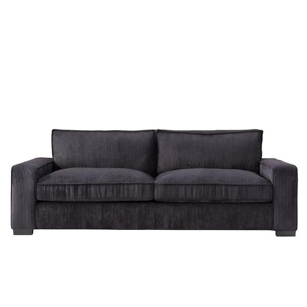 US Pride Furniture Kulpmont Collection 79.5 in. Wide Square Arm Polyesters Fabric Mid-Century Rectangle Sofa in. Black