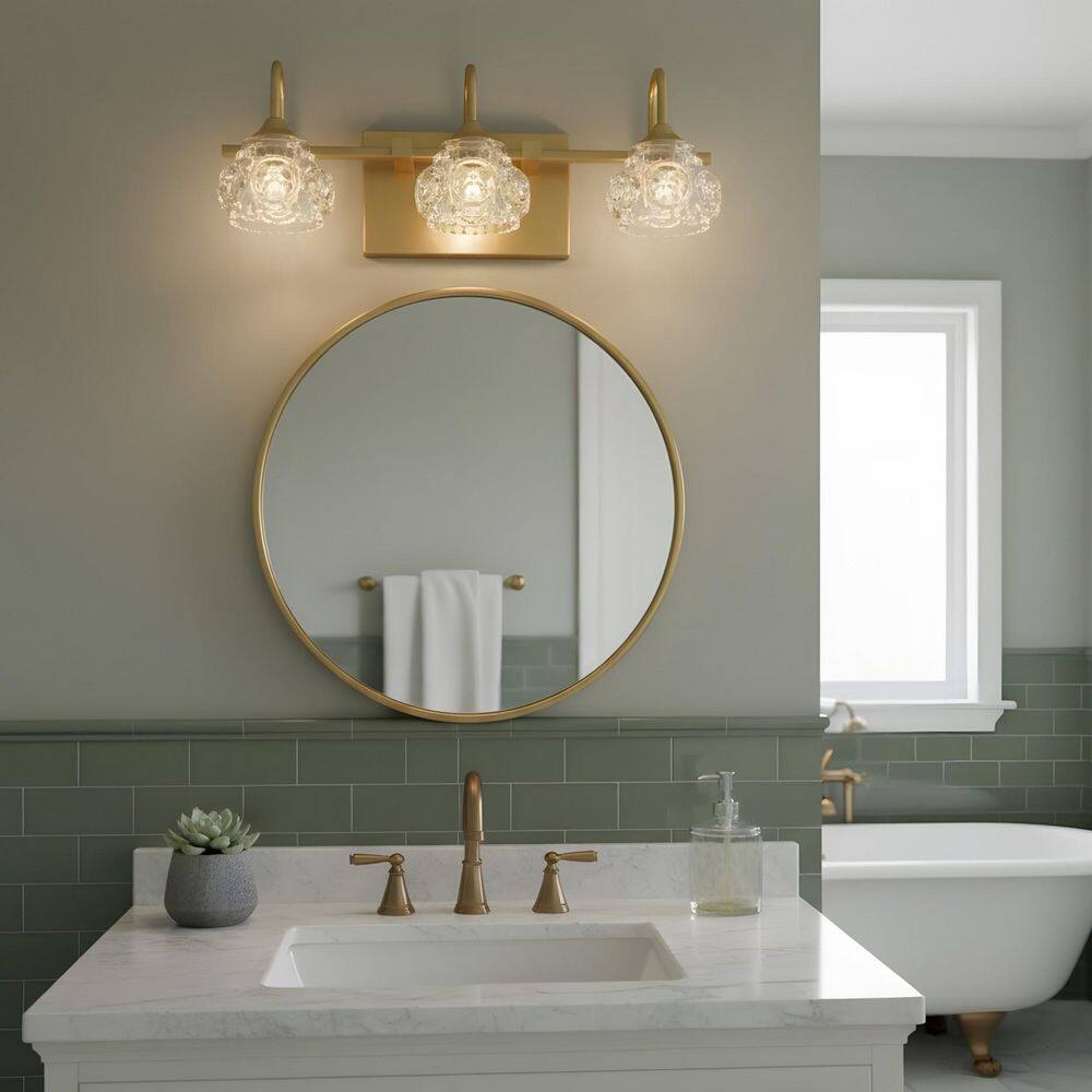 17.3 in. 3-Light Golden Bathroom Vanity Light with Elegant Clear Glass Shade price history on PriceWatchPro