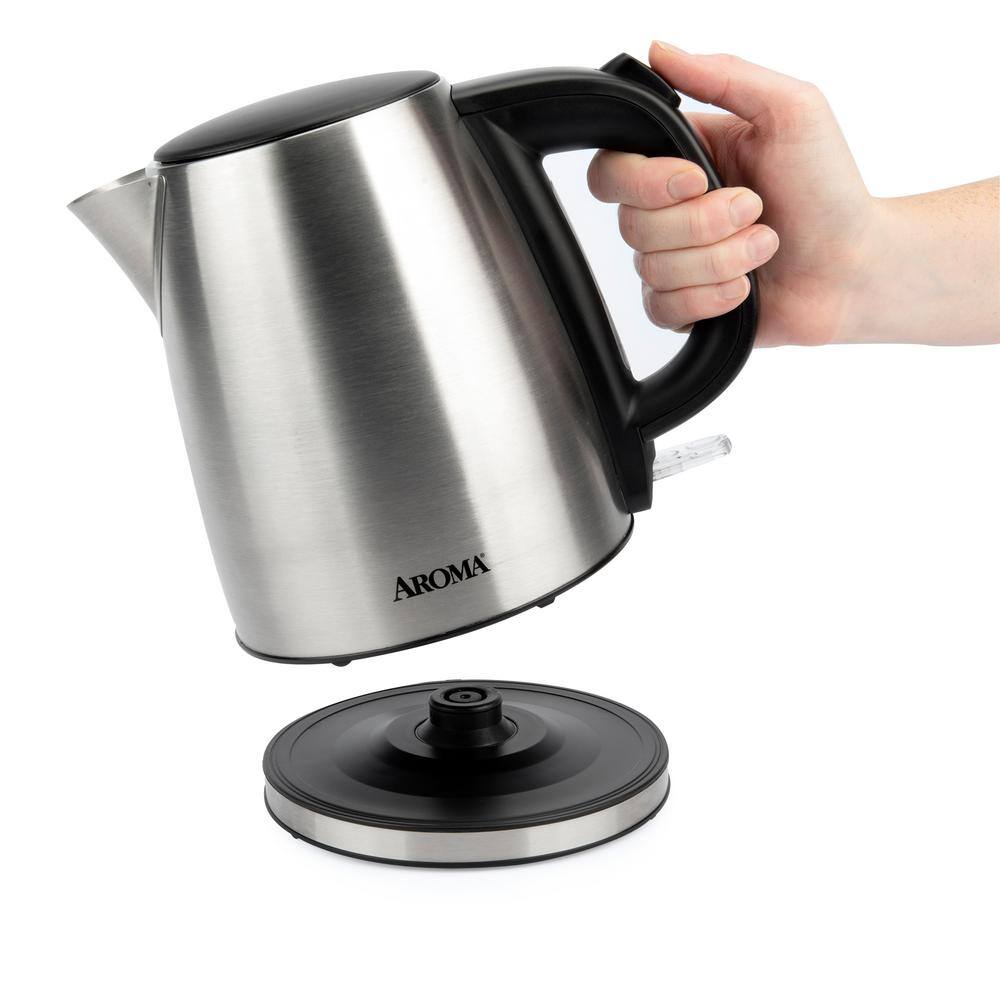 Aroma 1.0-Liter Stainless Steel Electric Kettle with Black Handle