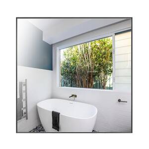 36 in. W x 36 in. H Modern Medium Square Aluminum Framed Wall Mounted Bathroom Vanity Mirror in Black