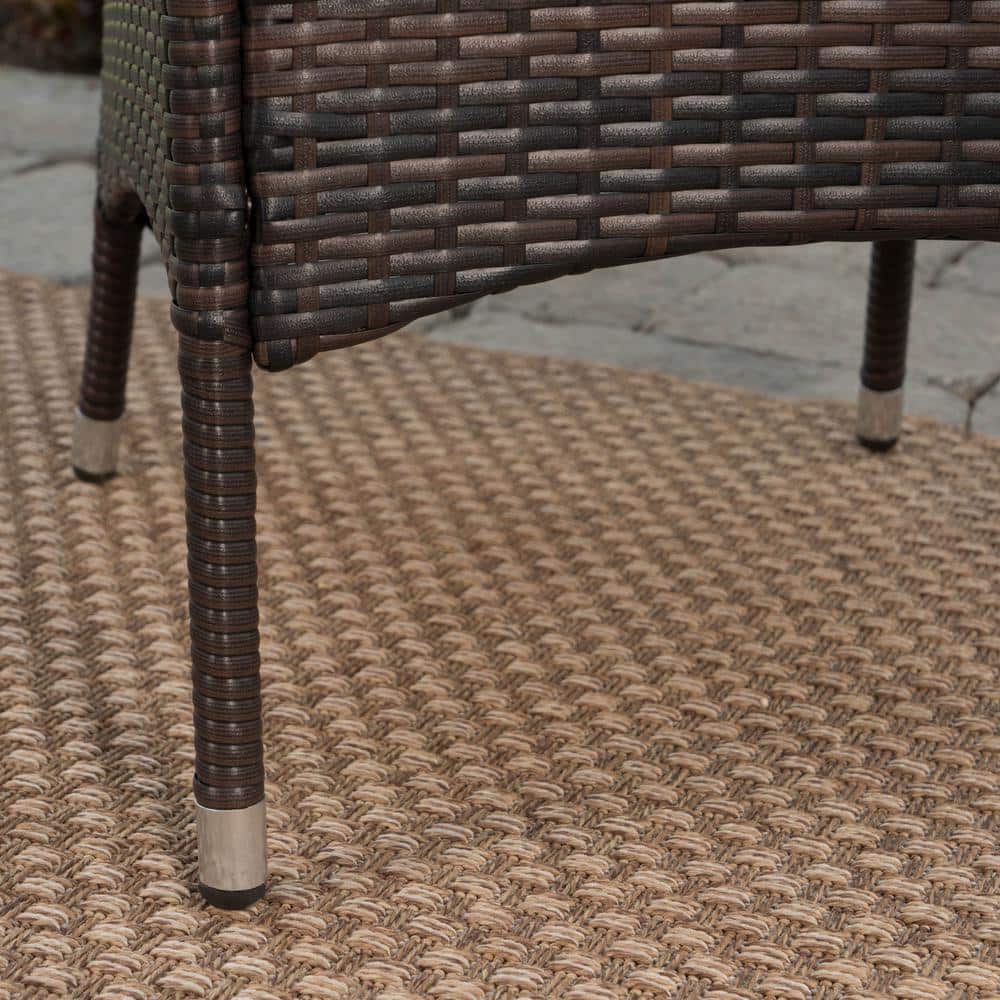 Olivia 6-Piece Teak and Multibrown Outdoor Dining Set with Beige Cushions