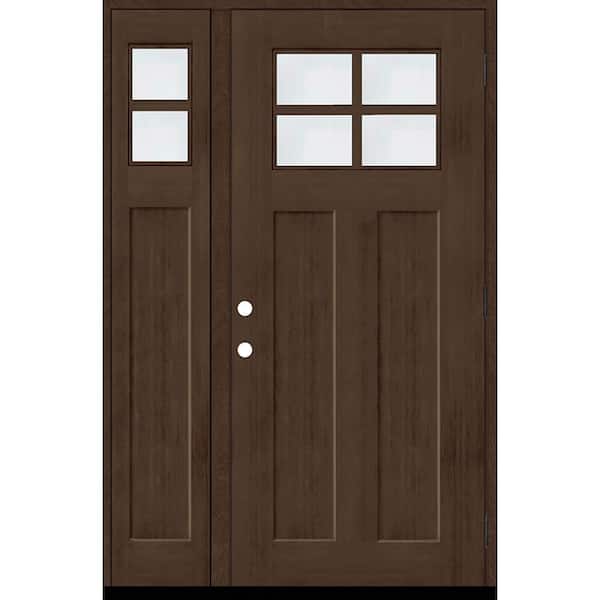 Steves & Sons Regency 51 in. x 80 in. LHOS 4L-1/4Toplite Clear Glass Hickory Stain Fir Grain Fiberglass Prehung Front Door w/12 in. SL