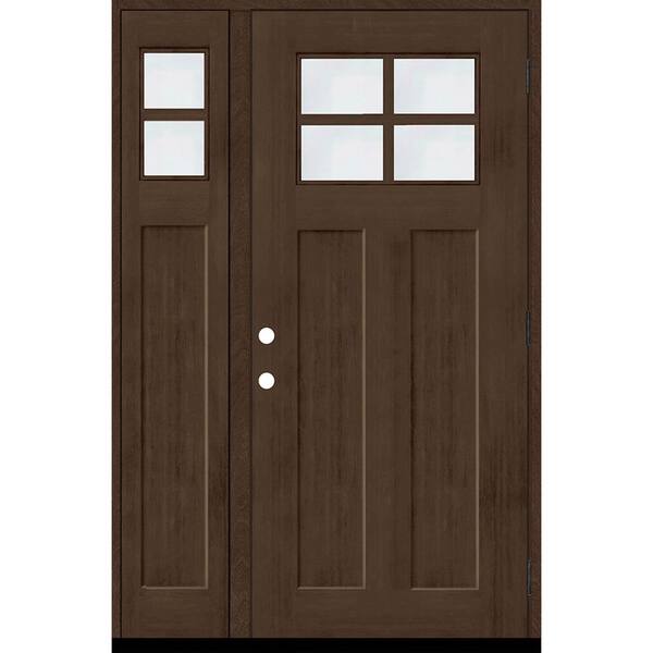Steves & Sons Regency 53 in. x 80 in. LHOS 4L-1/4Toplite Clear Glass Hickory Stain Fir Grain Fiberglass Prehung Front Door w/14 in. SL