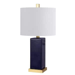 Wendi 23 in. Navy Table Lamp with White Shade